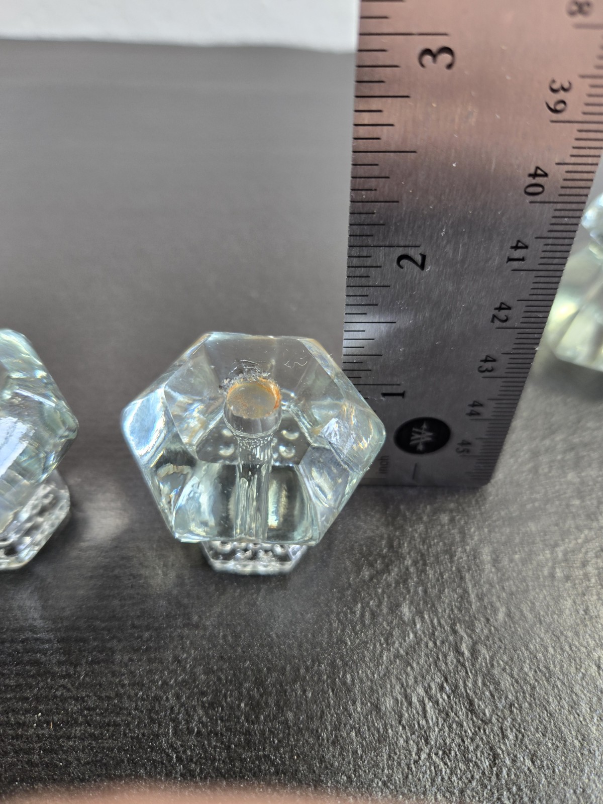 Antique Clear Glass Cabinet Knobs Hexagonal Lot Of Four