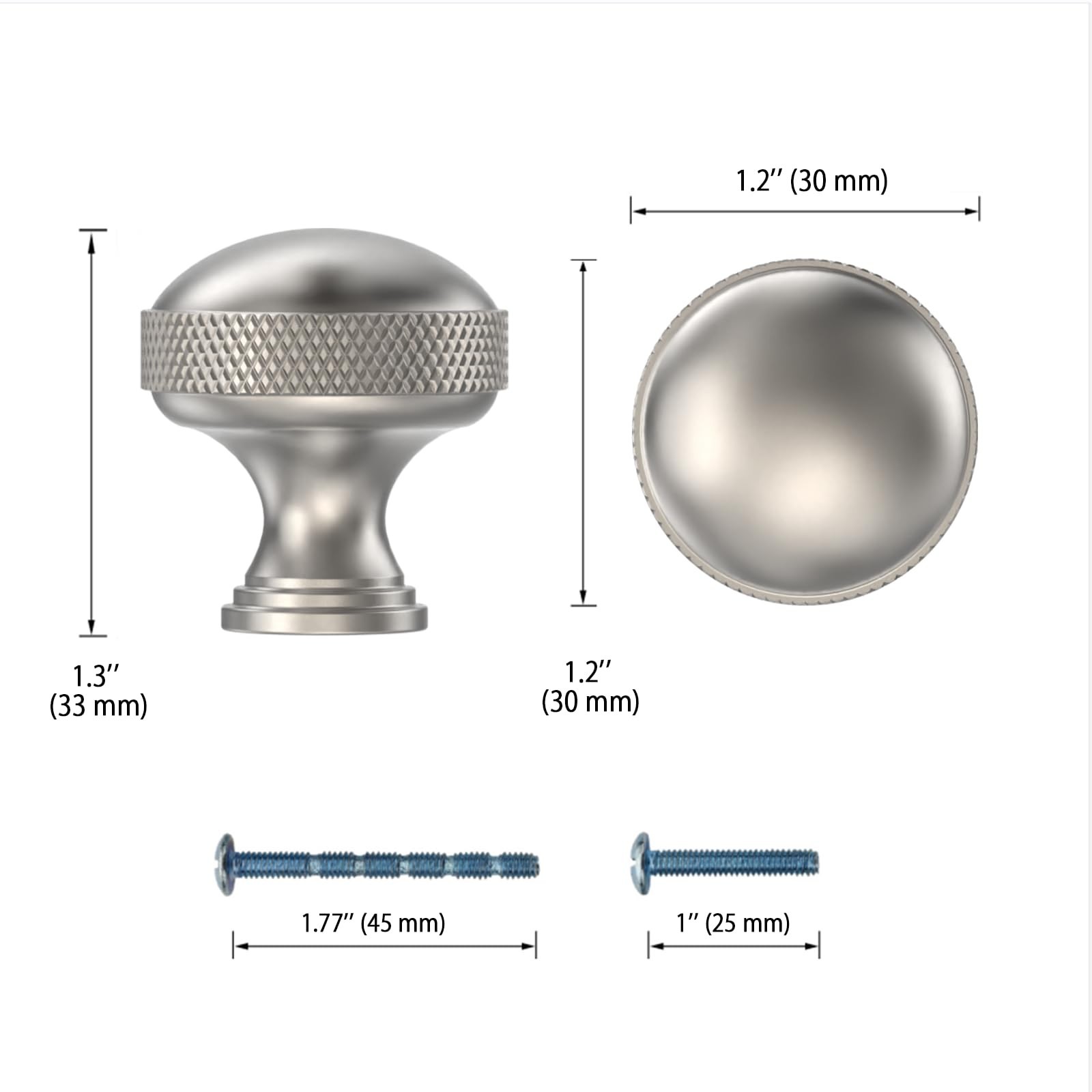 10 Pack Satin Nickel Cabinet Knobs Kitchen Knurled Cabinet Knob Brushed Nicke…