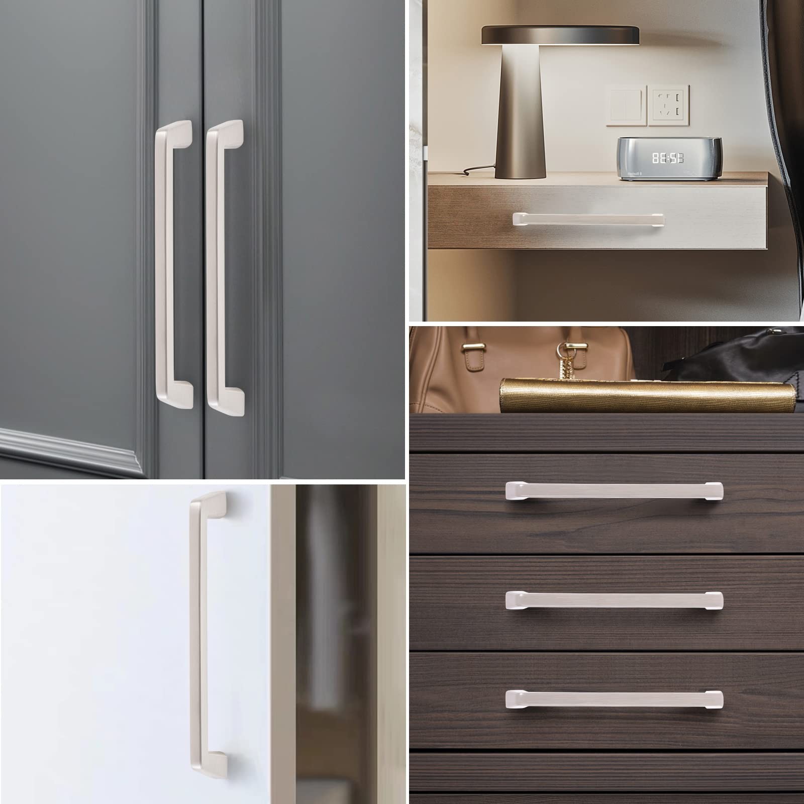 6-Inch Nickel Brushed Cabinet Handles Satin Nickel Drawer Knob Metal Pull Rod…