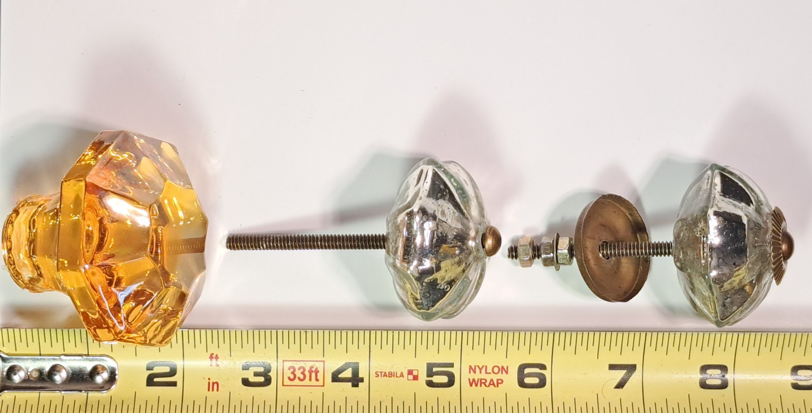 Vintage Mercury Glass Mellon Knob: Dresser/Door/Drawer/Pull Knobs Lot of 2 + 1