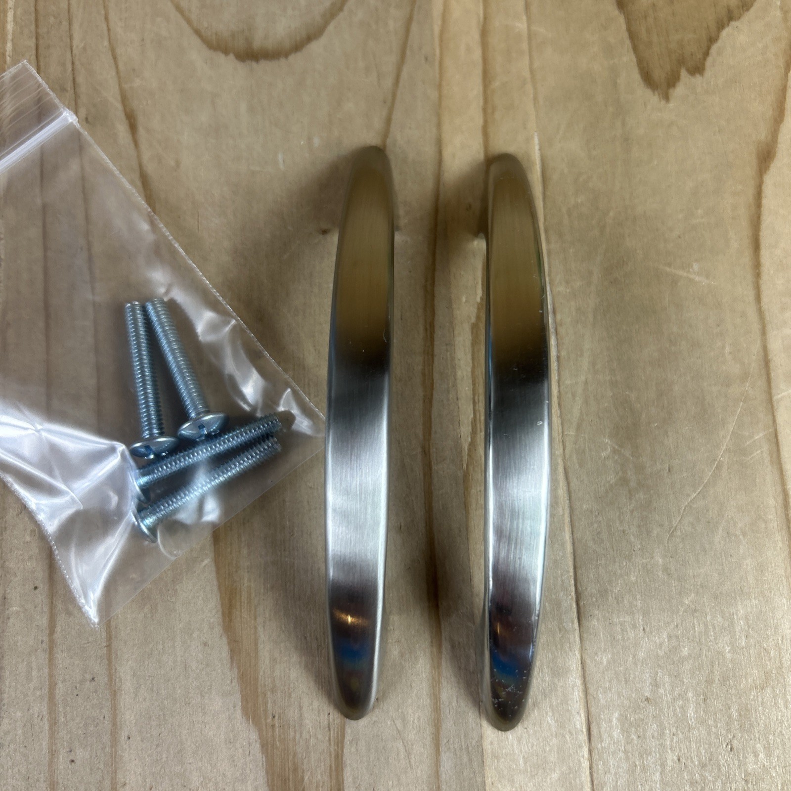 Vintage Drawer Pulls Cabinet Handles Set Of 2 Stainless Classic Curve NOS