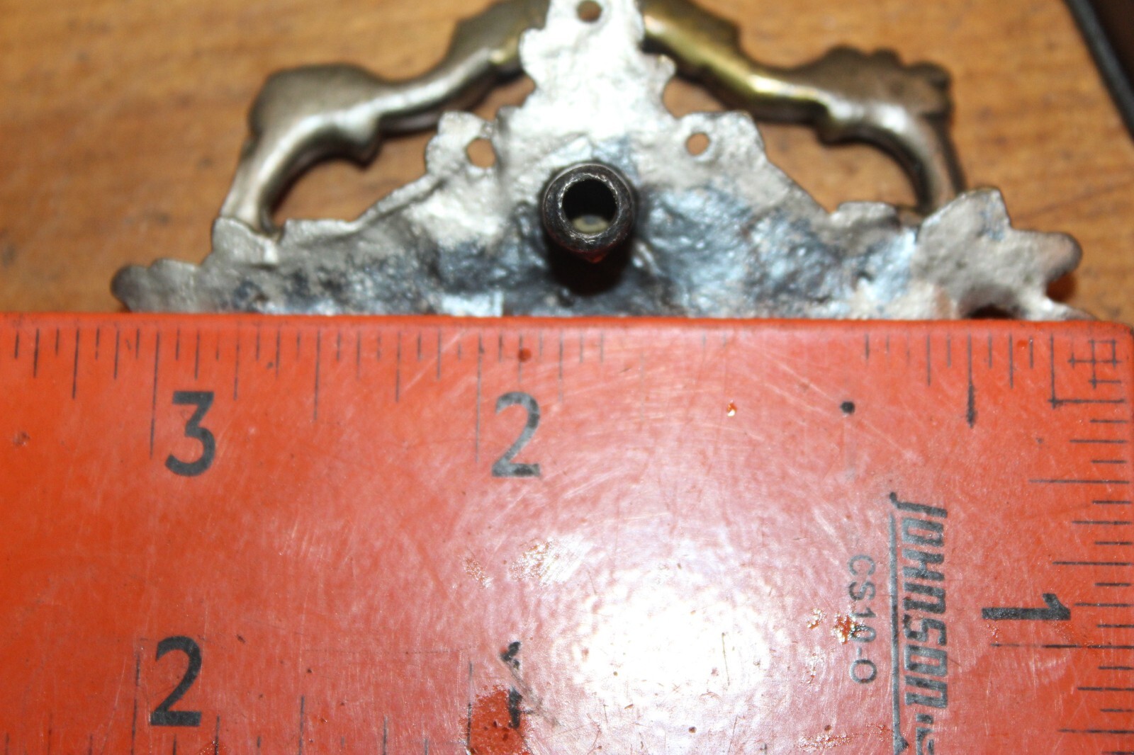 Antique Vintage Ornate Heavy Solid Nickel on Bronze Drop Bail Drawer Pull K-33