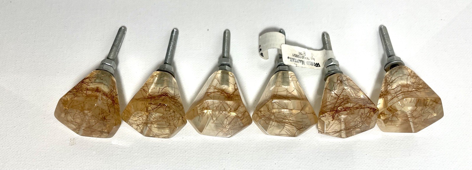 6 World Market clear Resin/Acrylic Copper threads hexagonal cabinet knobs,Pulls