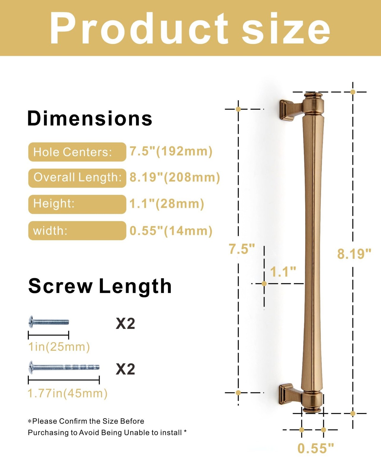 Limur 10 Pack 7.5 Inch 192Mm Hole Center Brushed Bronze Cabinet Zinc Alloy
