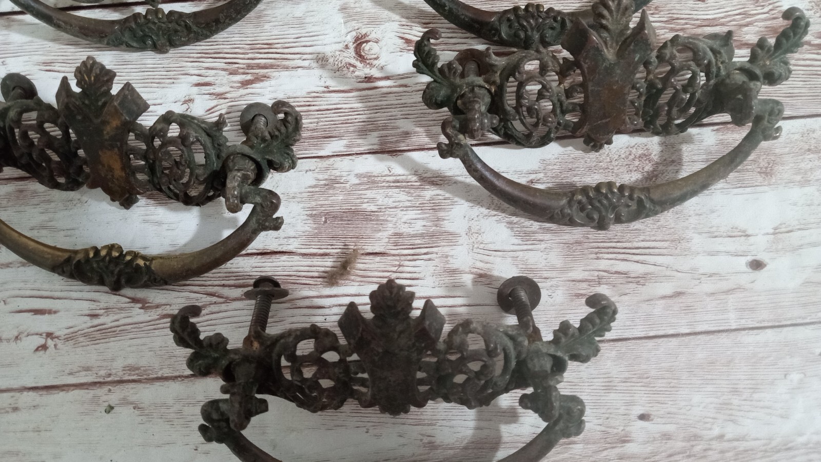 7 Antique Cast Brass Drawer Pulls Drop Bail Victorian Furniture Handle Hardware