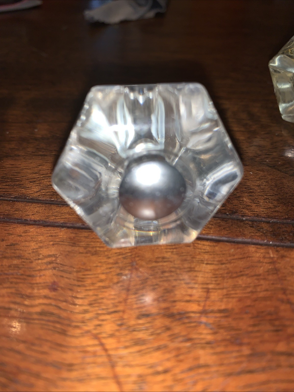 Vintage 1.125 in. Glass Hexagon Drawer Cabinet Knob set Of 5 great condition