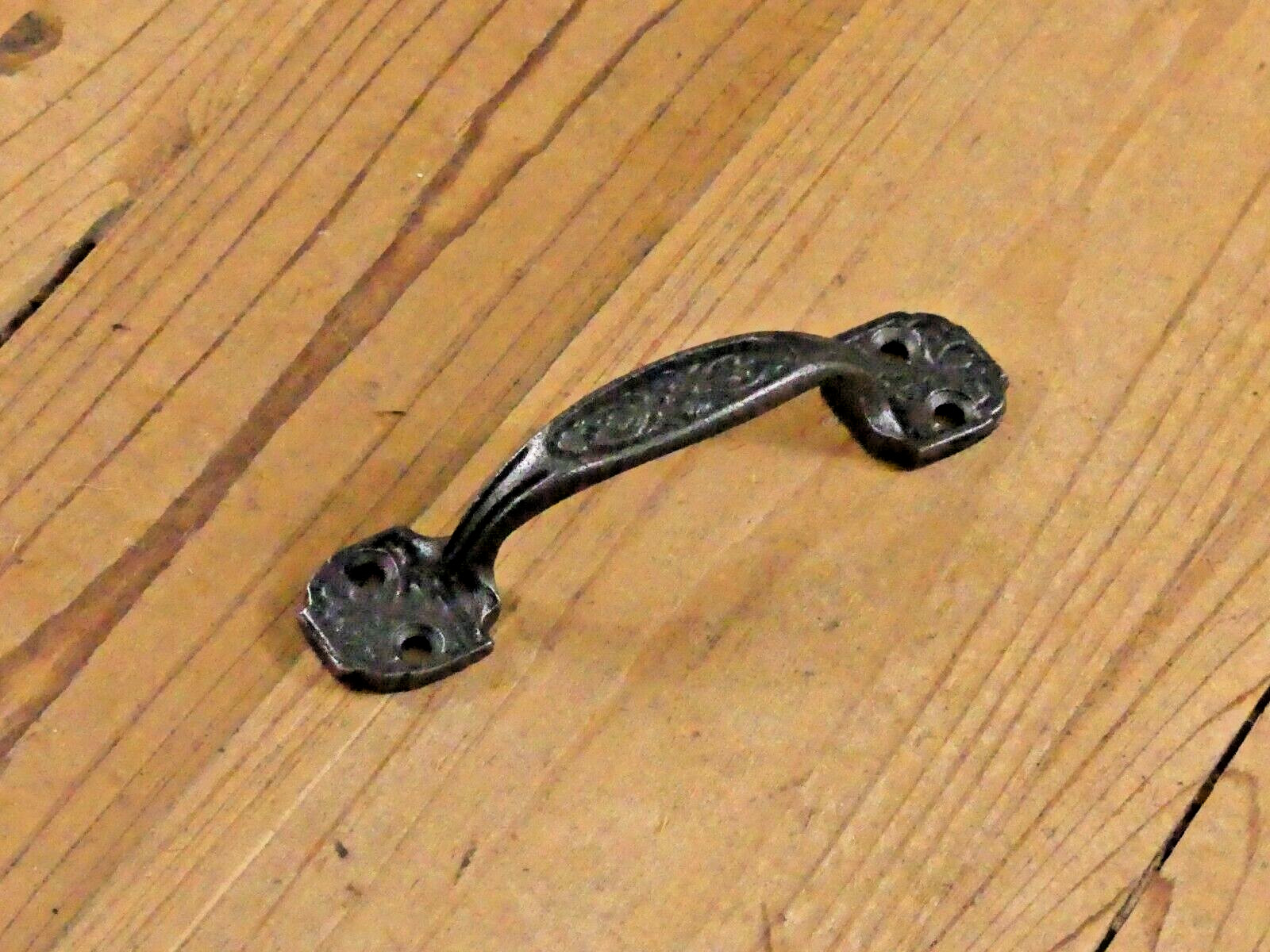 10 Small Drawer Pulls 4 1/4″ Window Antique Vintage Style Ornate Cast Iron Grasp