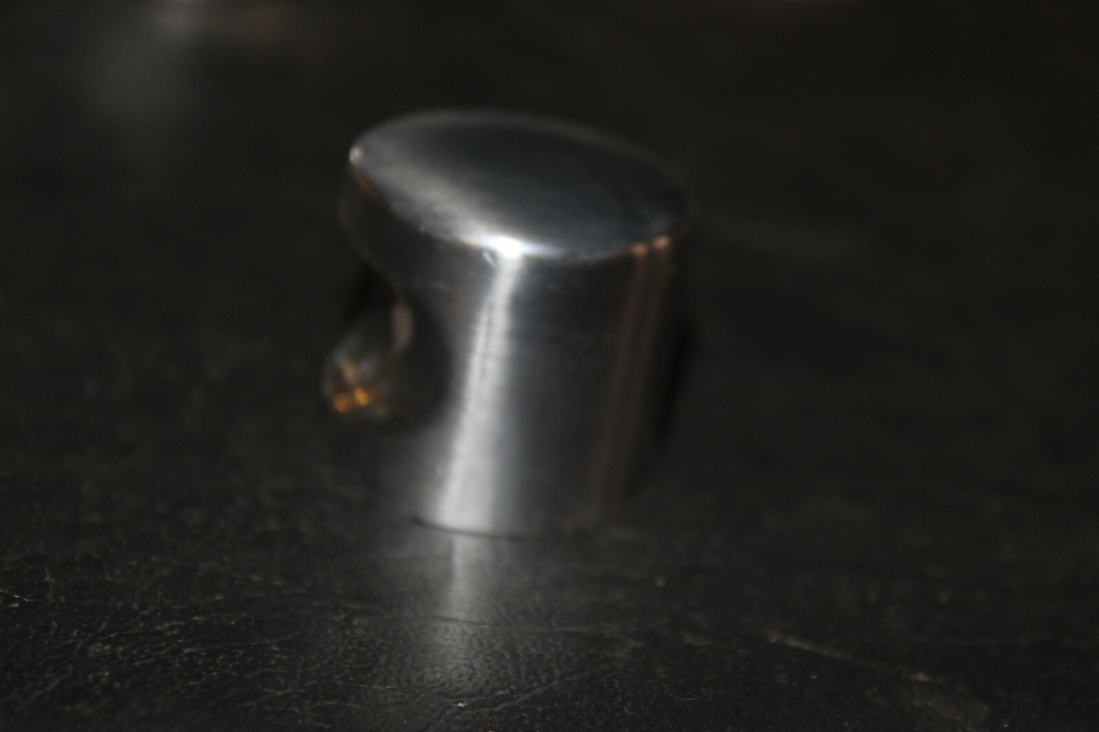 Brushed Aluminum (Stainless? Nickel?) 1-1/4″ cabinet drawer Pull/Knob I-9