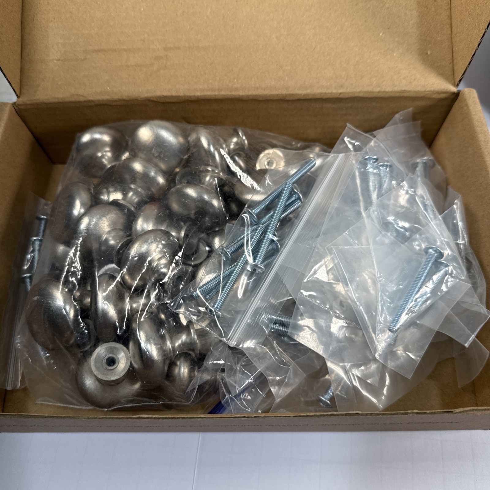 Brushed Nickel Silver Tone Round 1 Inch Cabinet Dresser Pulls Knobs Screws Sets