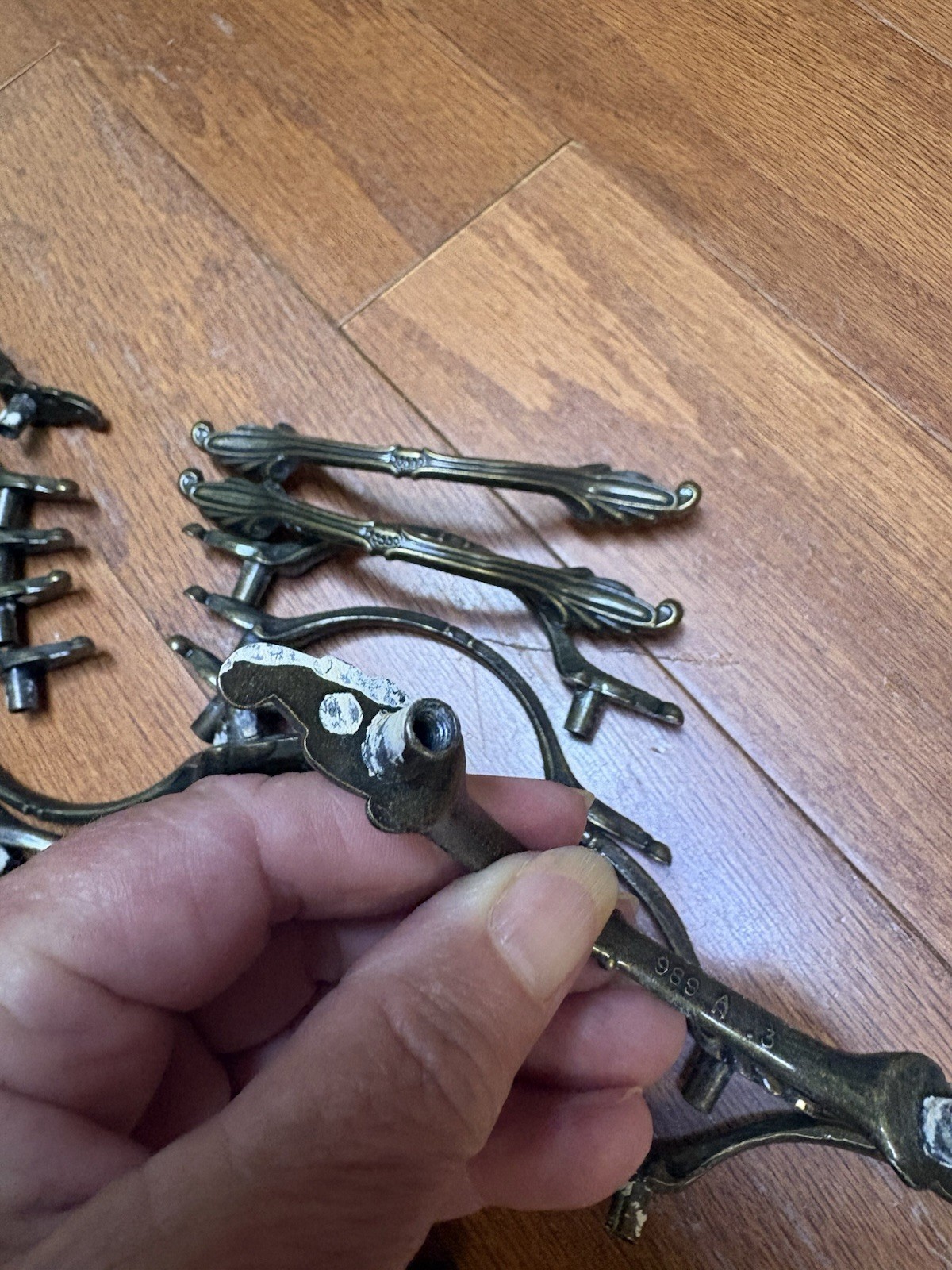 Vintage Cabinet Drawer Pulls Antique Brass 3” Centers 989A Ajax Set Of 24