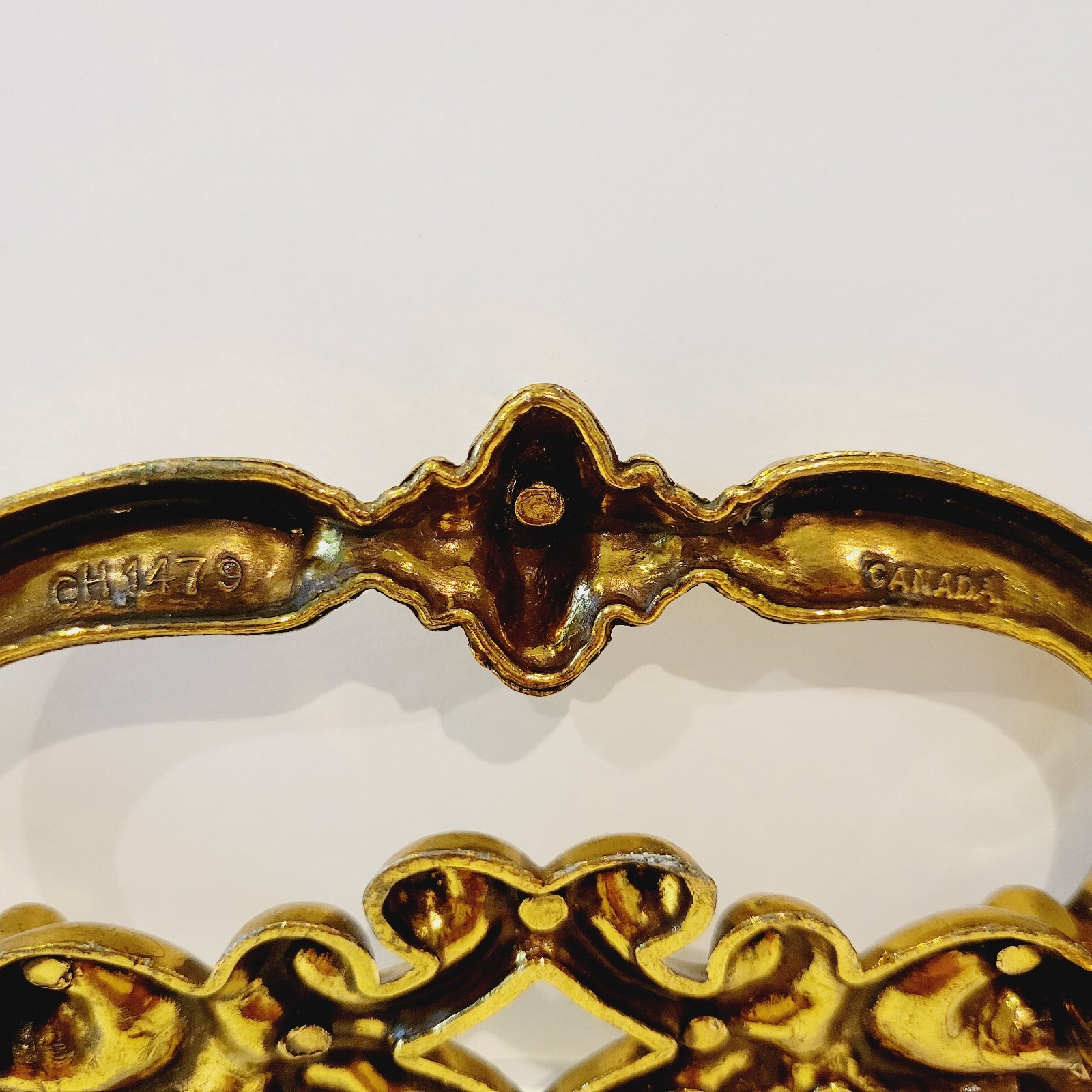 4 Vintage Ornate Scroll Drawer Drop Pull Handles Metal Goldtone Canada CH 1479