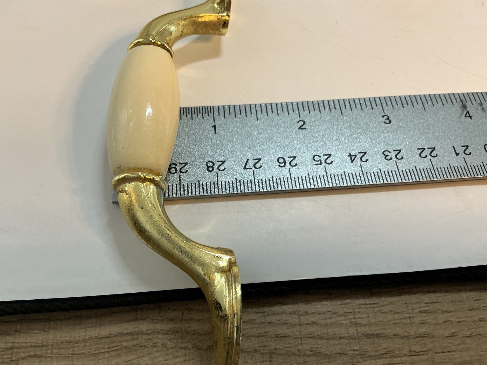 Vintage Door Drawer pulls Beige with gold tone lot of 5 Used