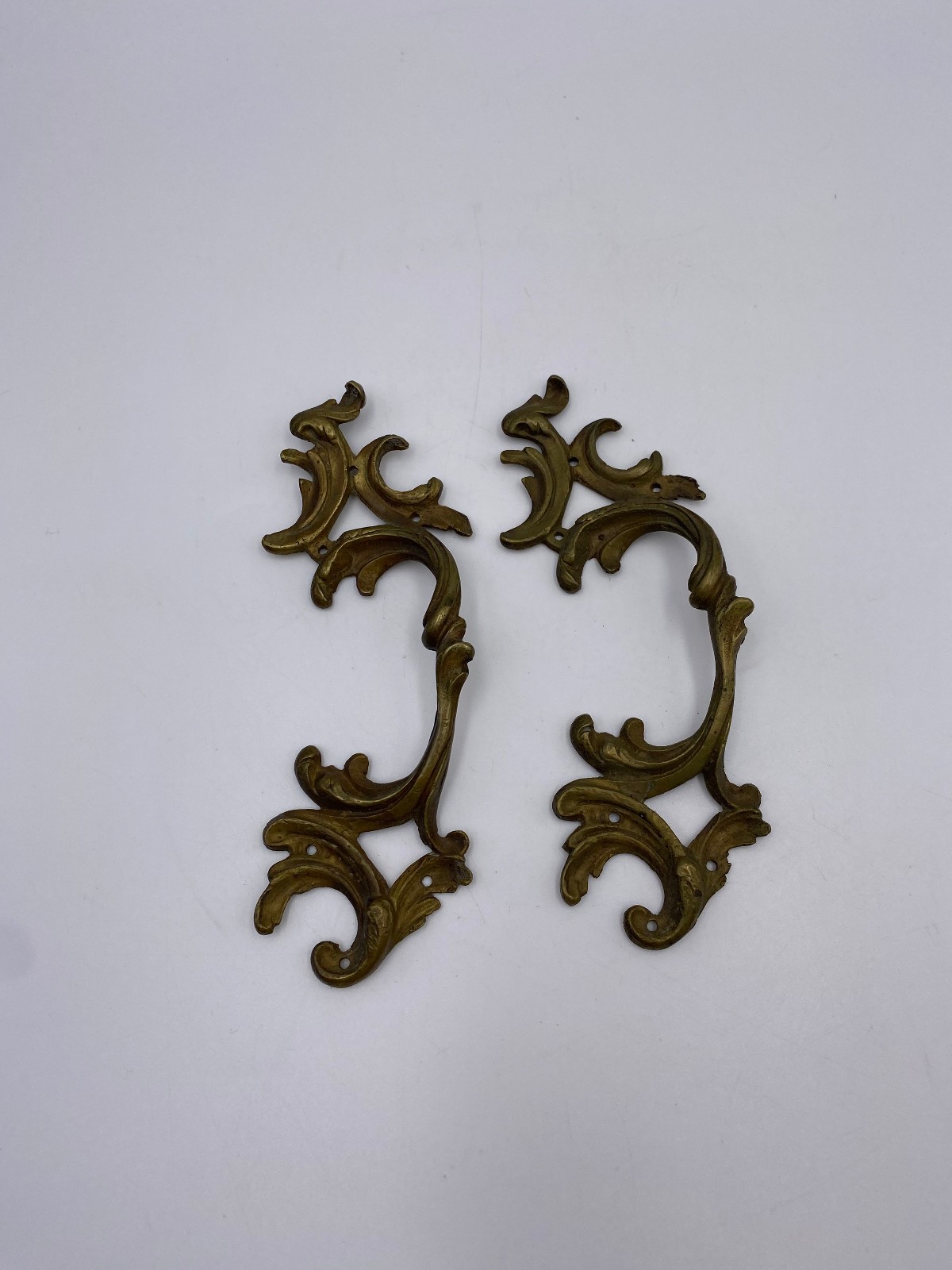 Lot of 2 French Vintage Metal 6″ Drawer Pulls