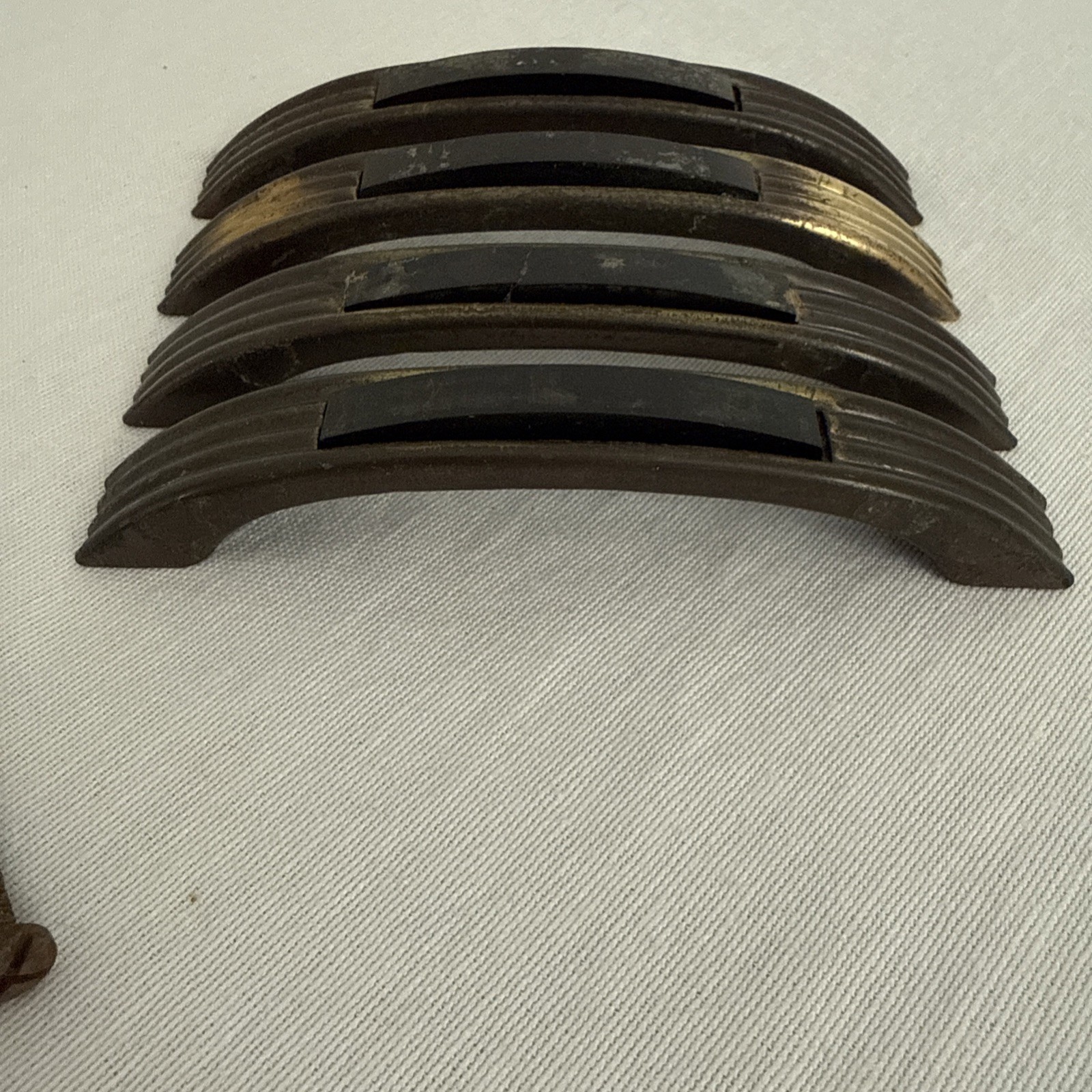 Set Of 4 Vintage Art Deco Mid Century Brass & Bakelite Drawer Handles Pulls 4″