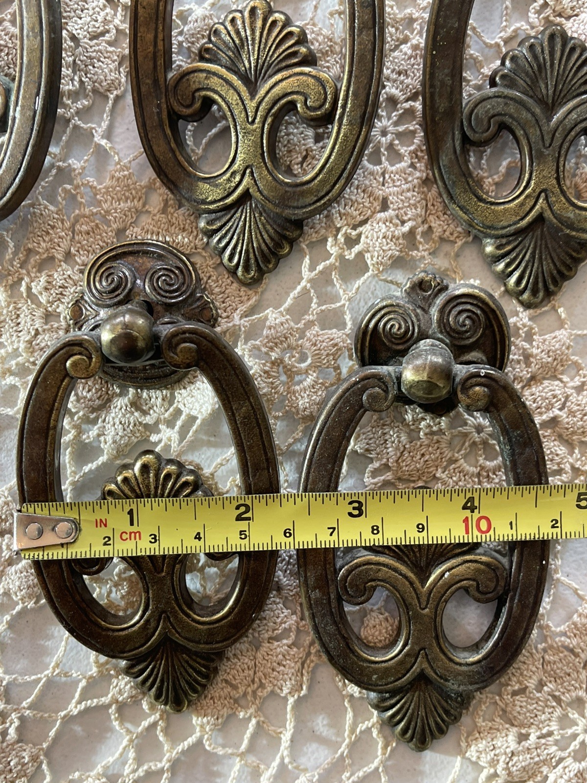 Lot 5 Vintage KBC Keeler Brass Co. Door Knocker Drop Pull Handle With Backplates