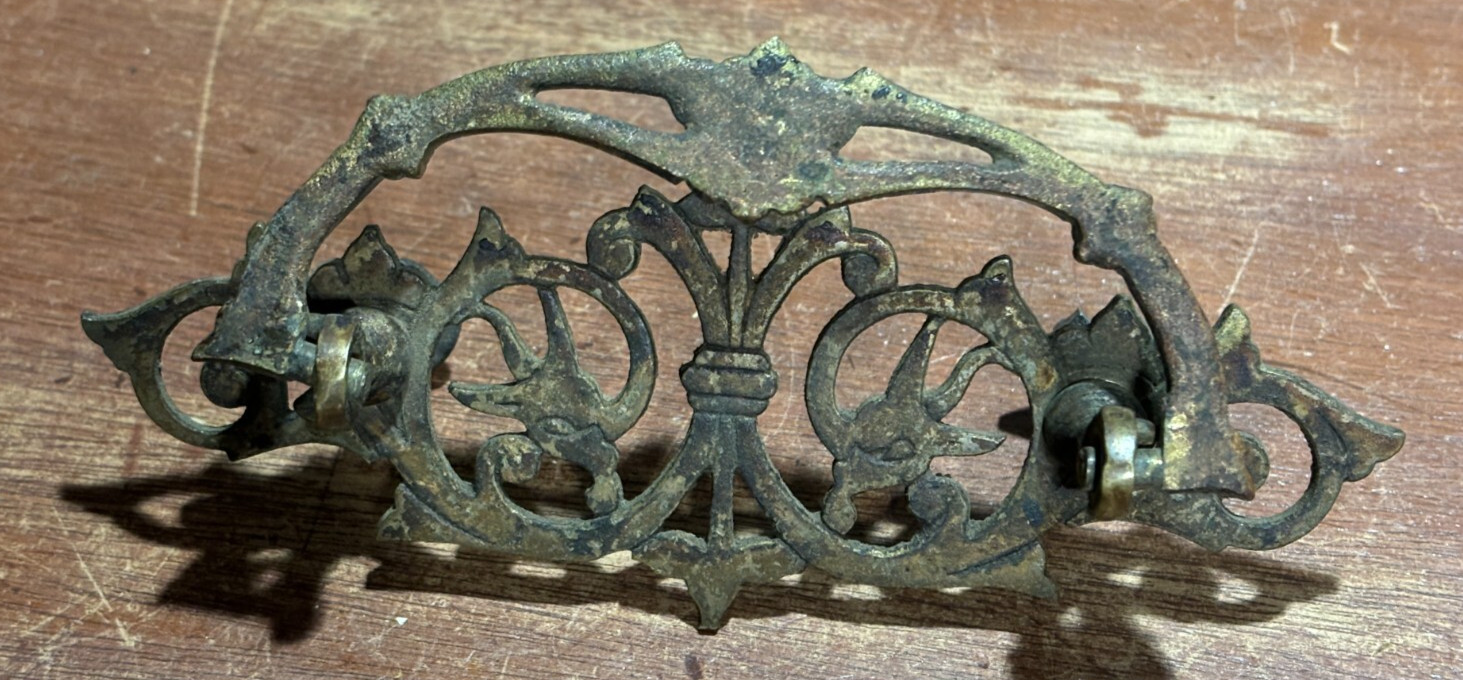 Vintage Antique Ornate Fancy Drop Bail Drawer Pull. 3 inch CTC