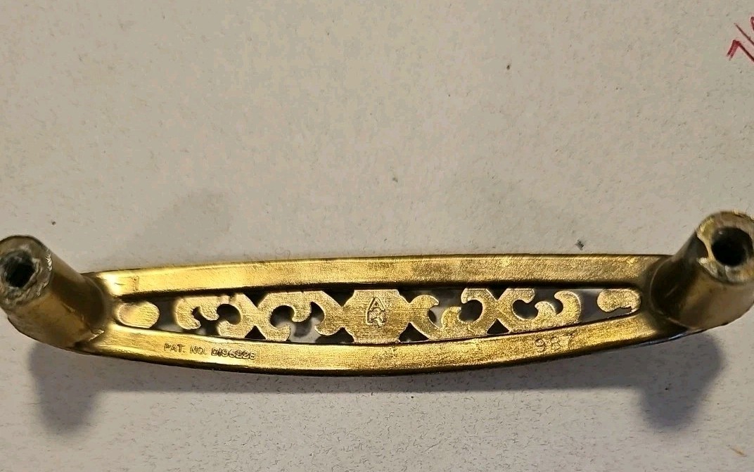 6 Vintage NOS Ajax Drawer Pulls Handles Gold White Center Flower Hardware 987