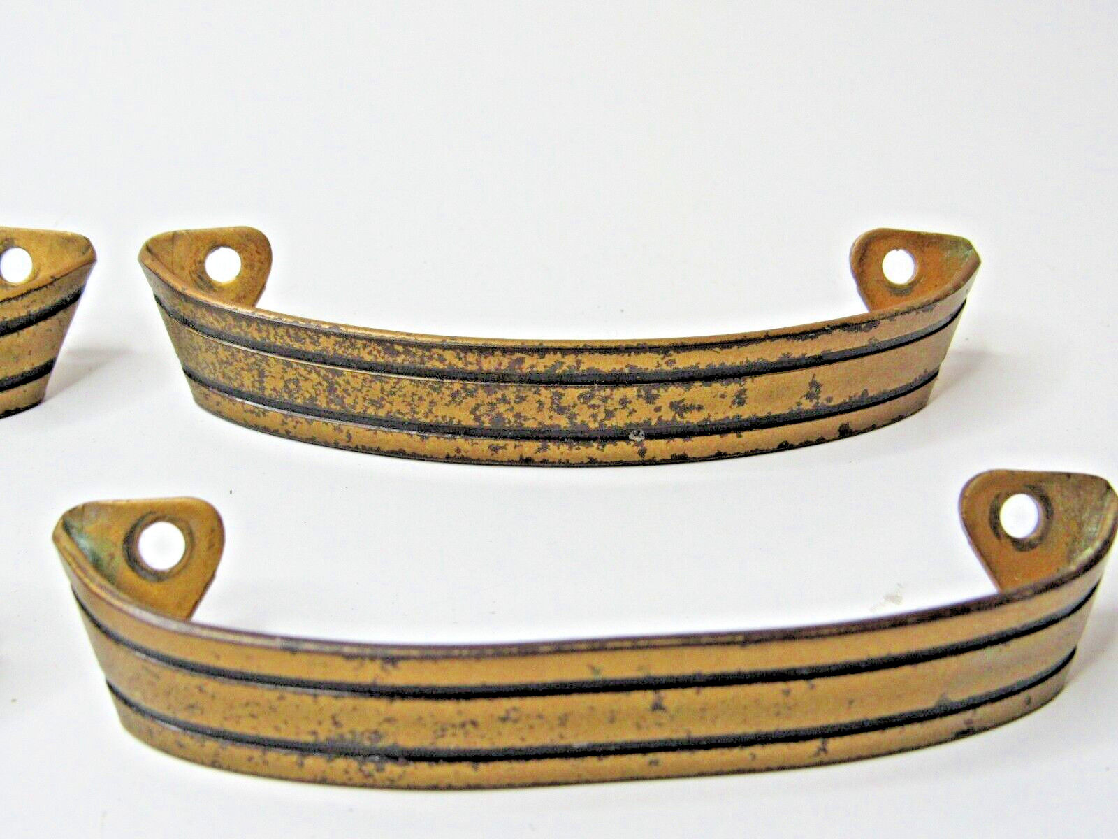 4 Vintage Art Deco Brass / Black Color Drawer Pulls Dresser / Cabinet -xx