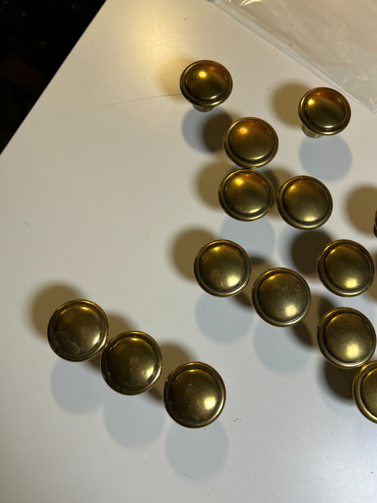 20 Solid Brass Cabinet Drawer Knobs 1 3/8″ Antique Brass Mushroom Pulls w/Screws