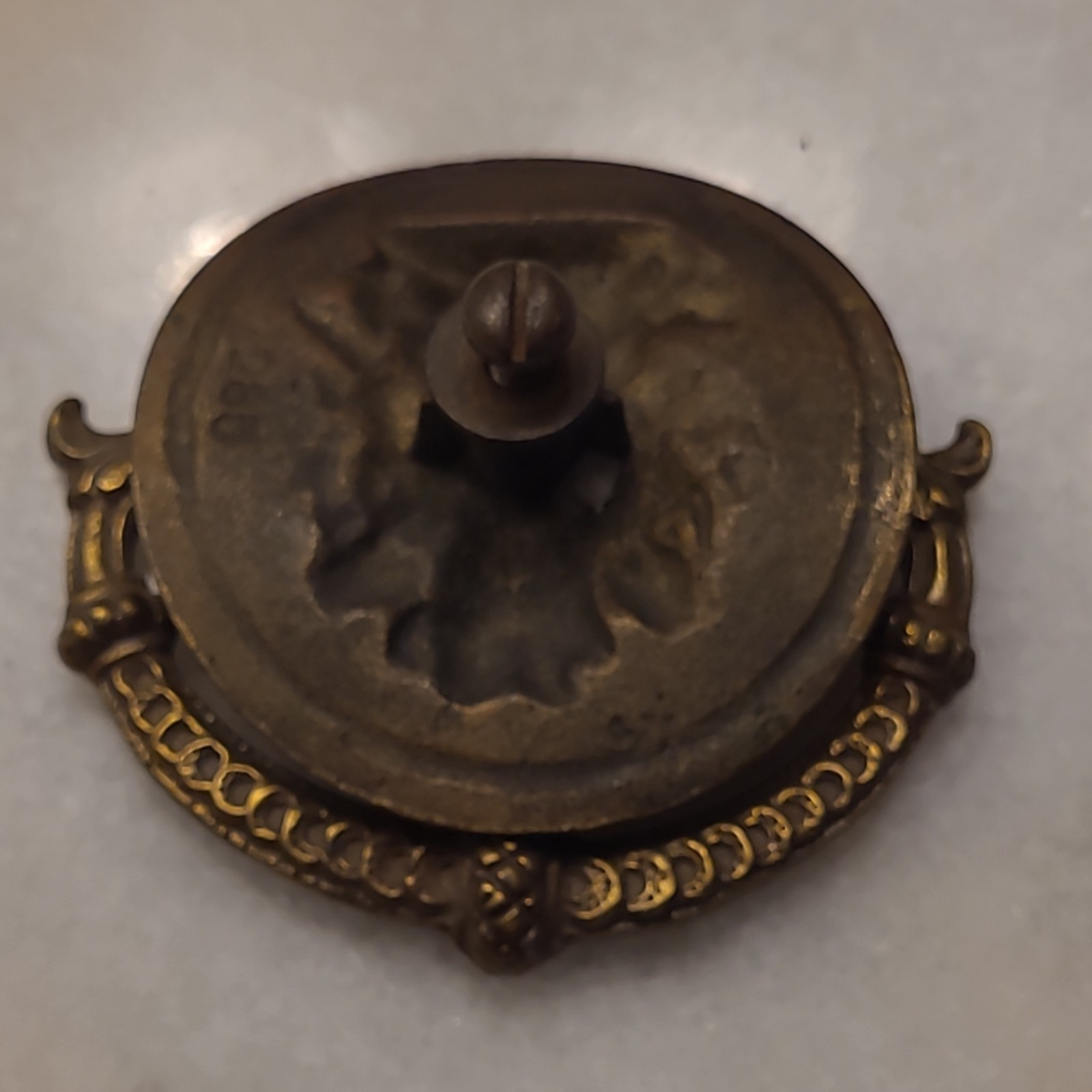 Antique Style Head Face Brass Tone Metal Bail Drawer Pull Door Knocker
