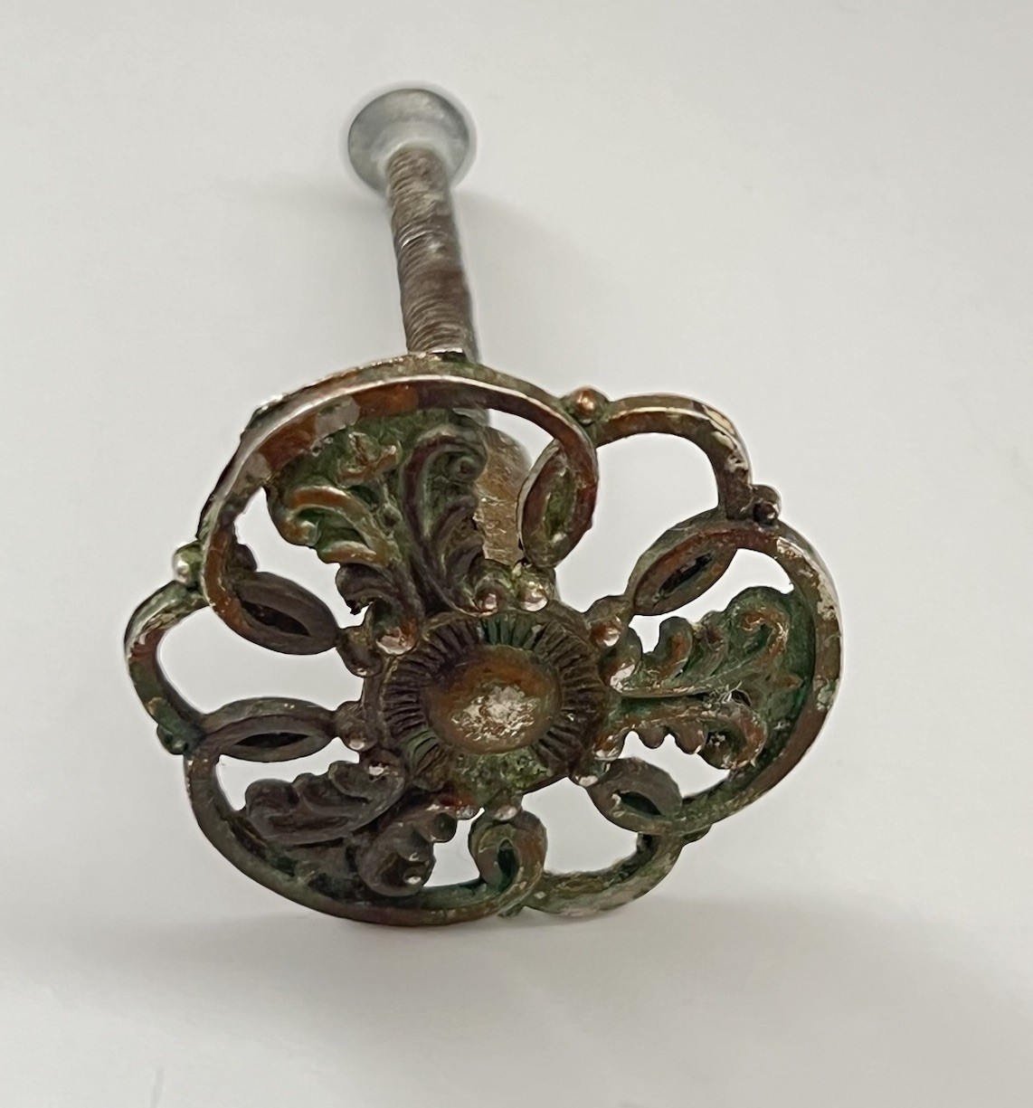 Vintage Antique Ornate Round Cabinet Knob Drawer Pull 1 1/2 “ 1.5 Patina Metal
