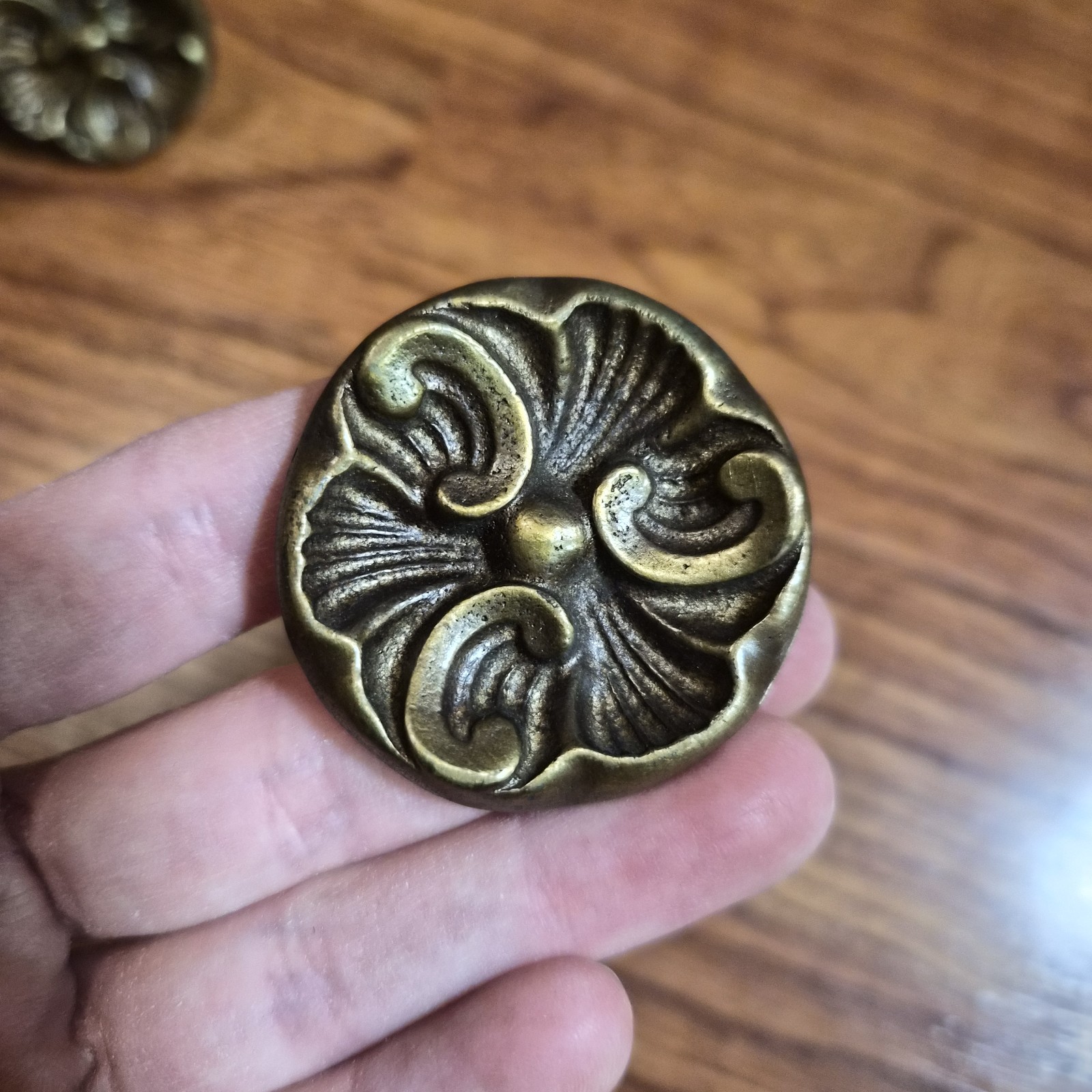 7 Vintage/Antique Large French Provincial Knobs NOS Hard to find / Rare Brass