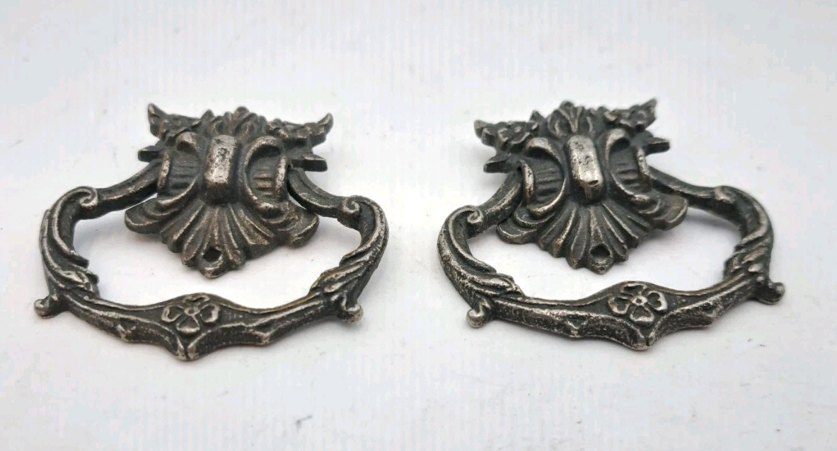 Antique Drop Handles Drawer Pulls Handle Vintage Furniture Old Hardware Lot of 2
