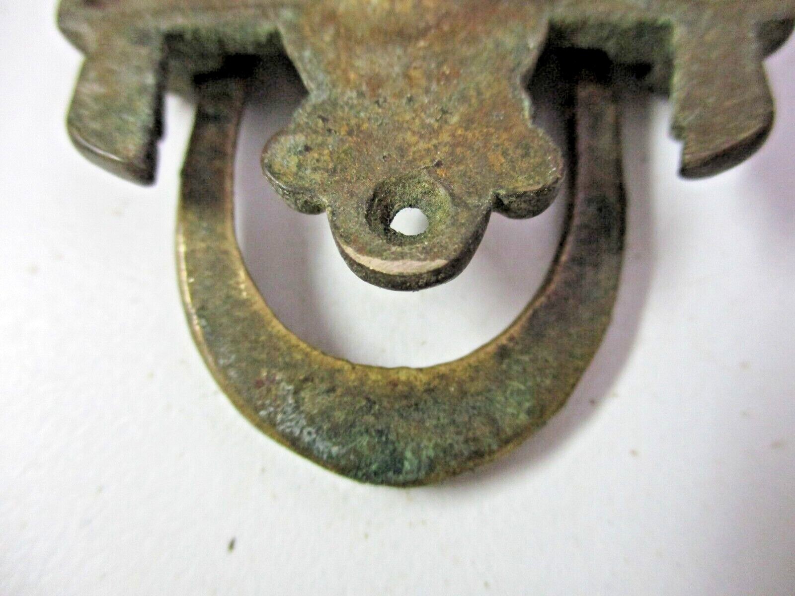 Victorian Urn Bail Drop Pull Handle Aged Dark Solid Cast Brass 2-3/16″ Antique