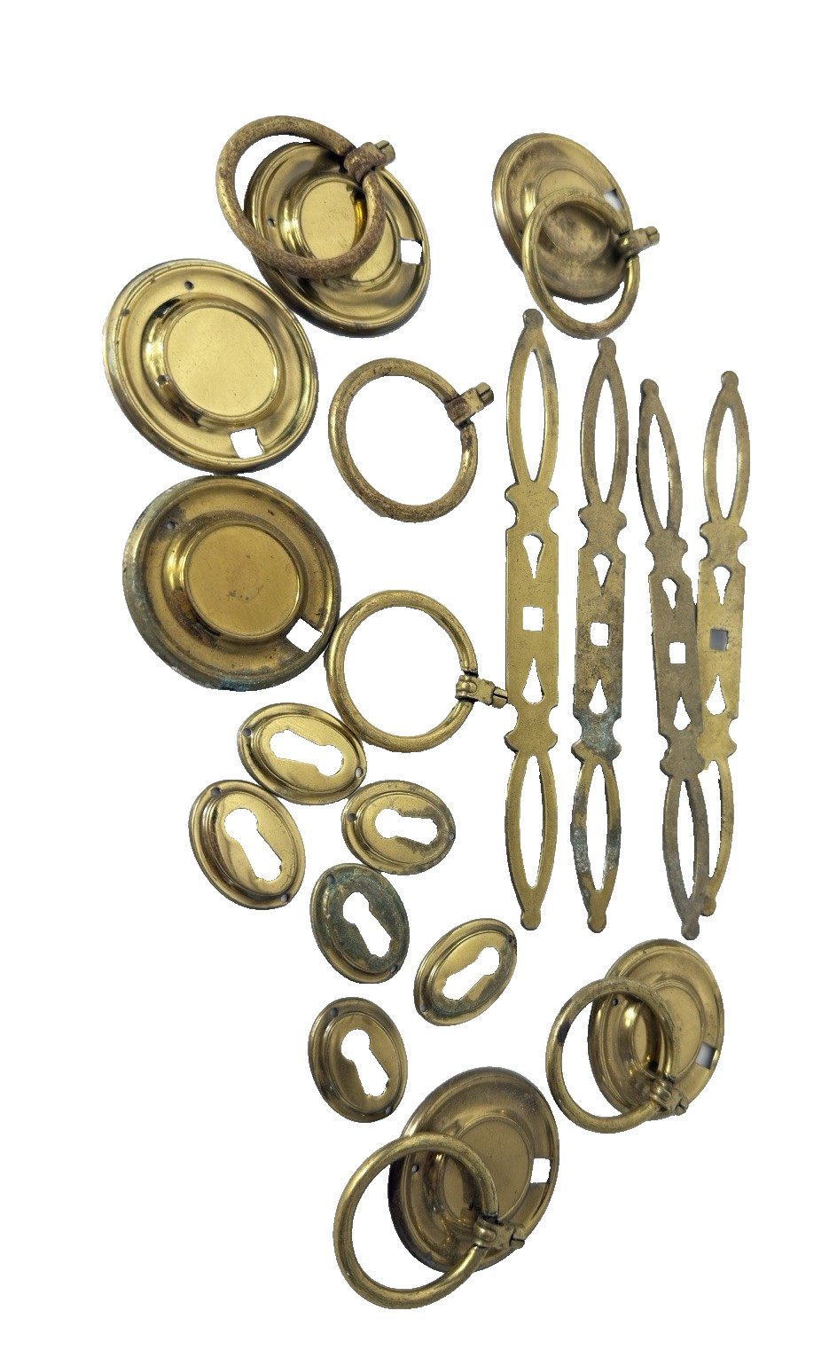 Drexel Heritage Ornamental Drawer Pulls Knobs Lot of 22 pcs Gold Tone Key Hole