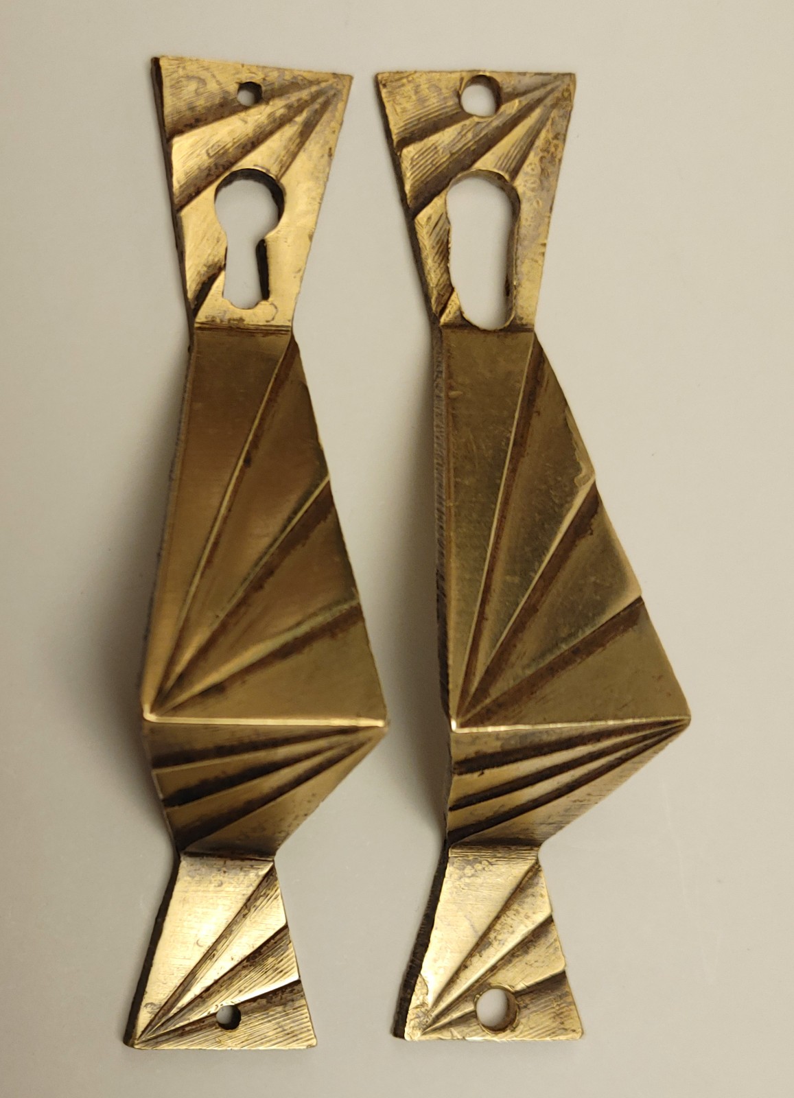 Antique Art Deco Brass Knob Drawer Pull Handle Pulls Knobs Handles Geometric