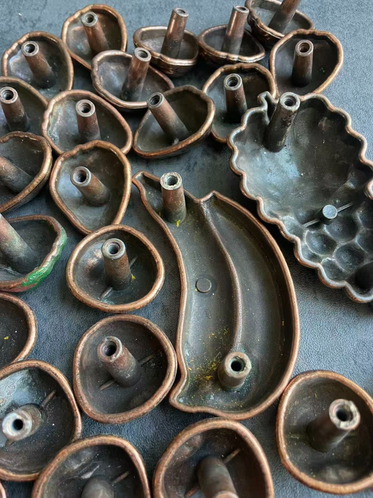 32-Lot Vintage 60s AJAX Copper Fruit Cabinet Knobs Drawer Pulls Made in USA MCM