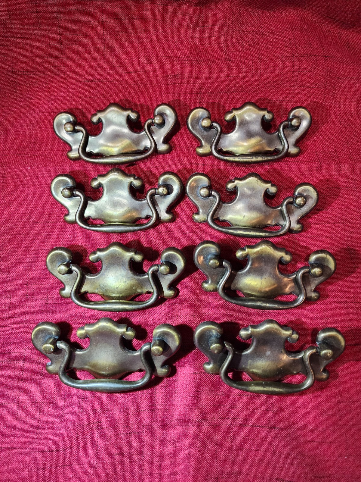 8 Vintage Brass Baldwin Drawer Pulls Batwing Chippendale Style