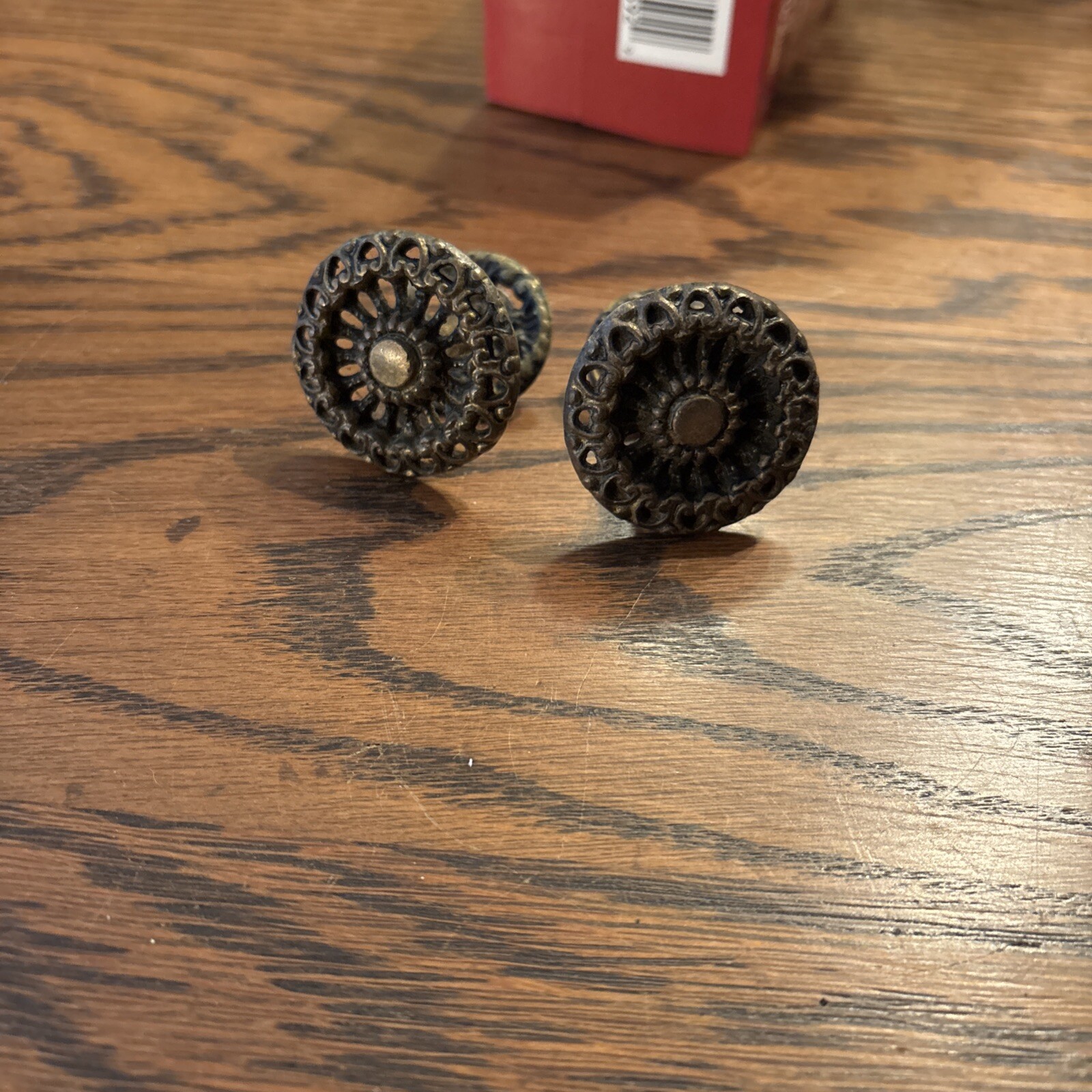 2 Ornate Victorian Round Drawer Pulls With Backplates Reclaimed Hardware