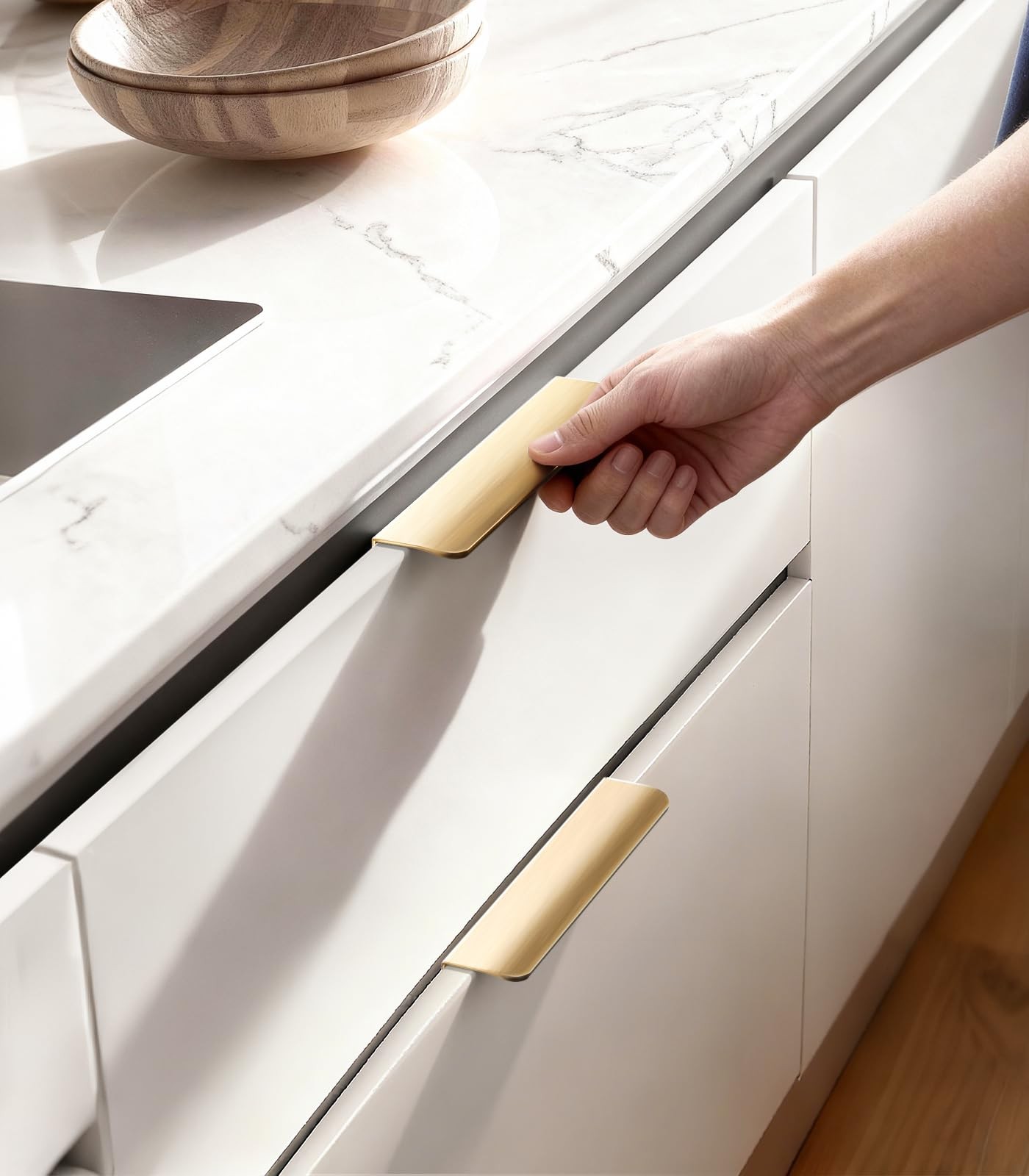 Sunlithor Edge Finger Tab Pulls For Cabinets Invisible Kitchen Concealed