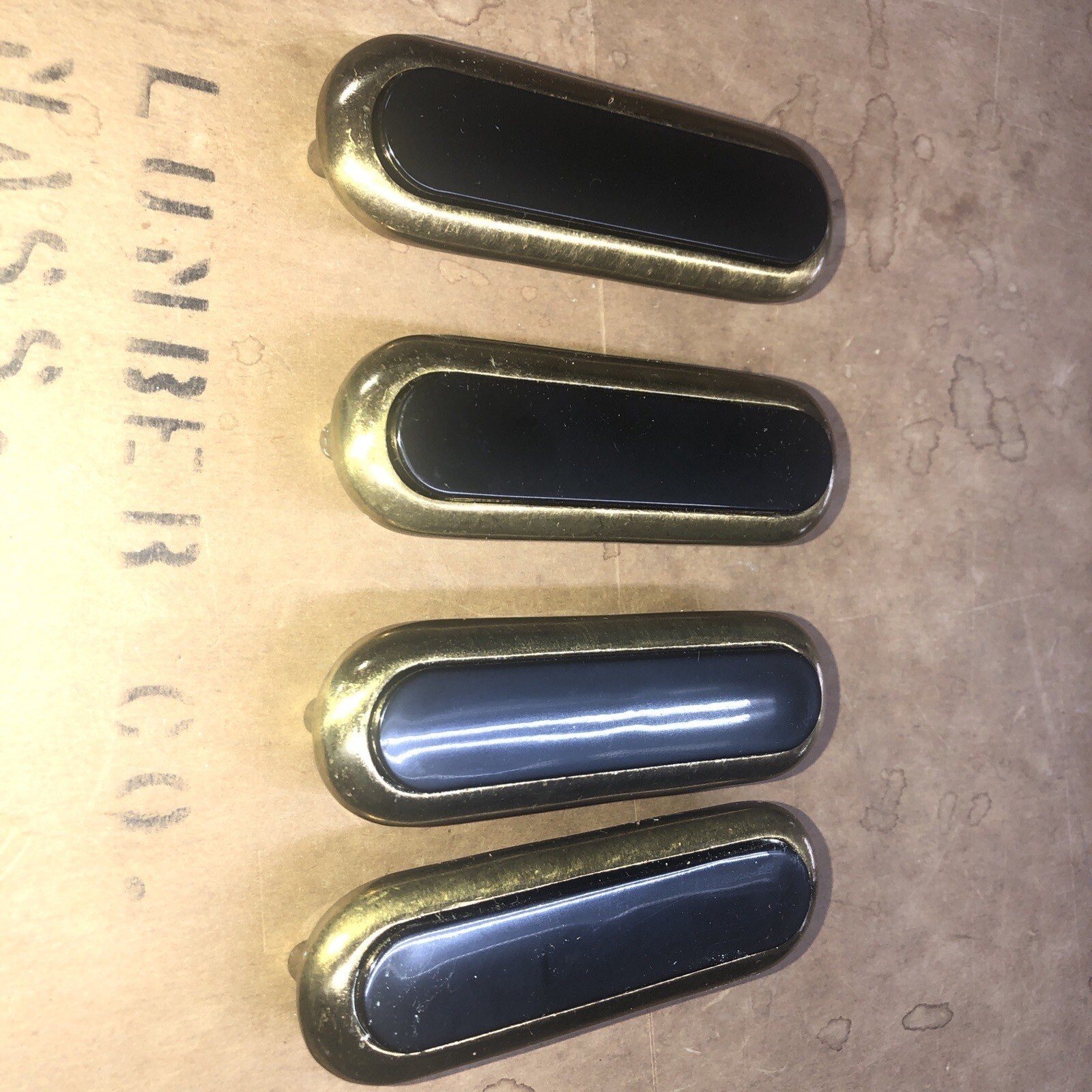 Vintage Art Deco Black Bakelite and Brass Drawer/Cabinet Handles Set Of 4