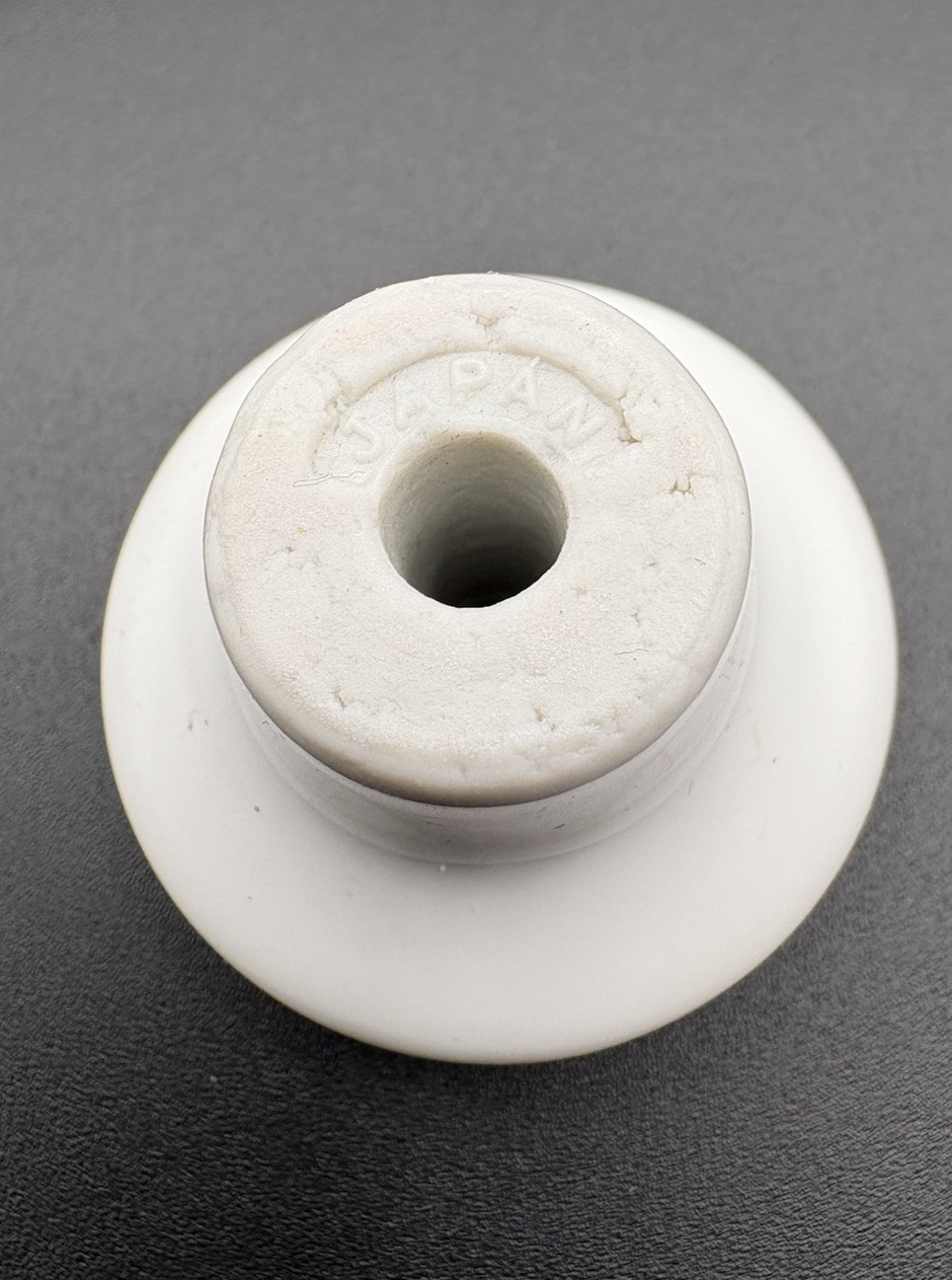 Vintage Japan White Porcelain Drawer Pull Knobs Set 14 w/ Screws Farmhouse