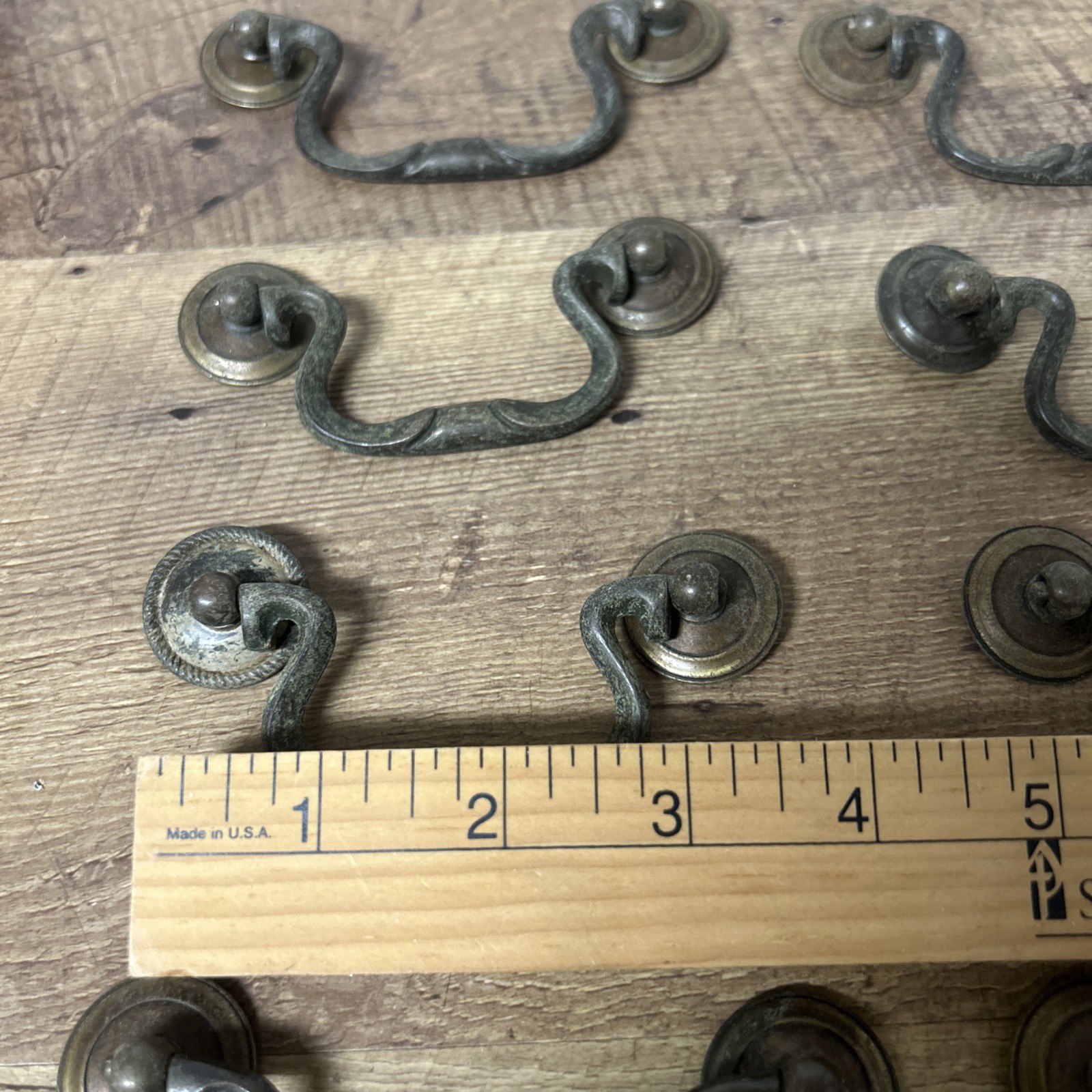 Lot of 8 Vintage Brass Drawer Pulls Swan 3 1/2 inch