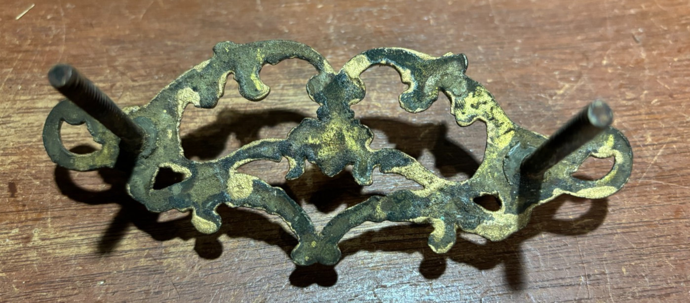 2 Vintage Antique Ornate Fancy Drop Bail Drawer Pulls & some parts. 3 inch CTC