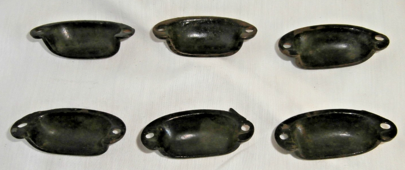 STEEL DRAWER PULLS VINTAGE STORE QUALITY – CUP STYLE BASIC BLACK – SET OF SIX