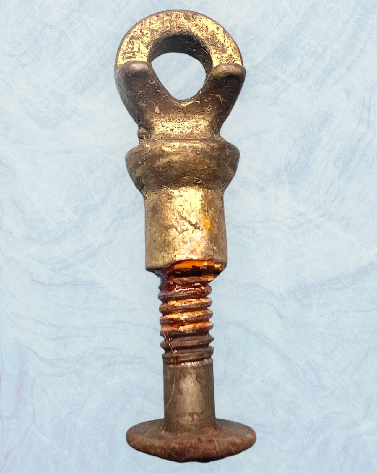 Antique Rosette Stem Head For Drawer Drop Bail Pull Repair Solid Brass