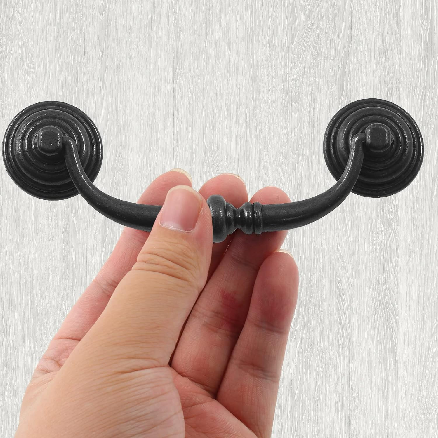 6PCS Antique Drop Bail Pulls, 4.3″ Hole Center Shabby Chic Drawer Pulls Vinta…