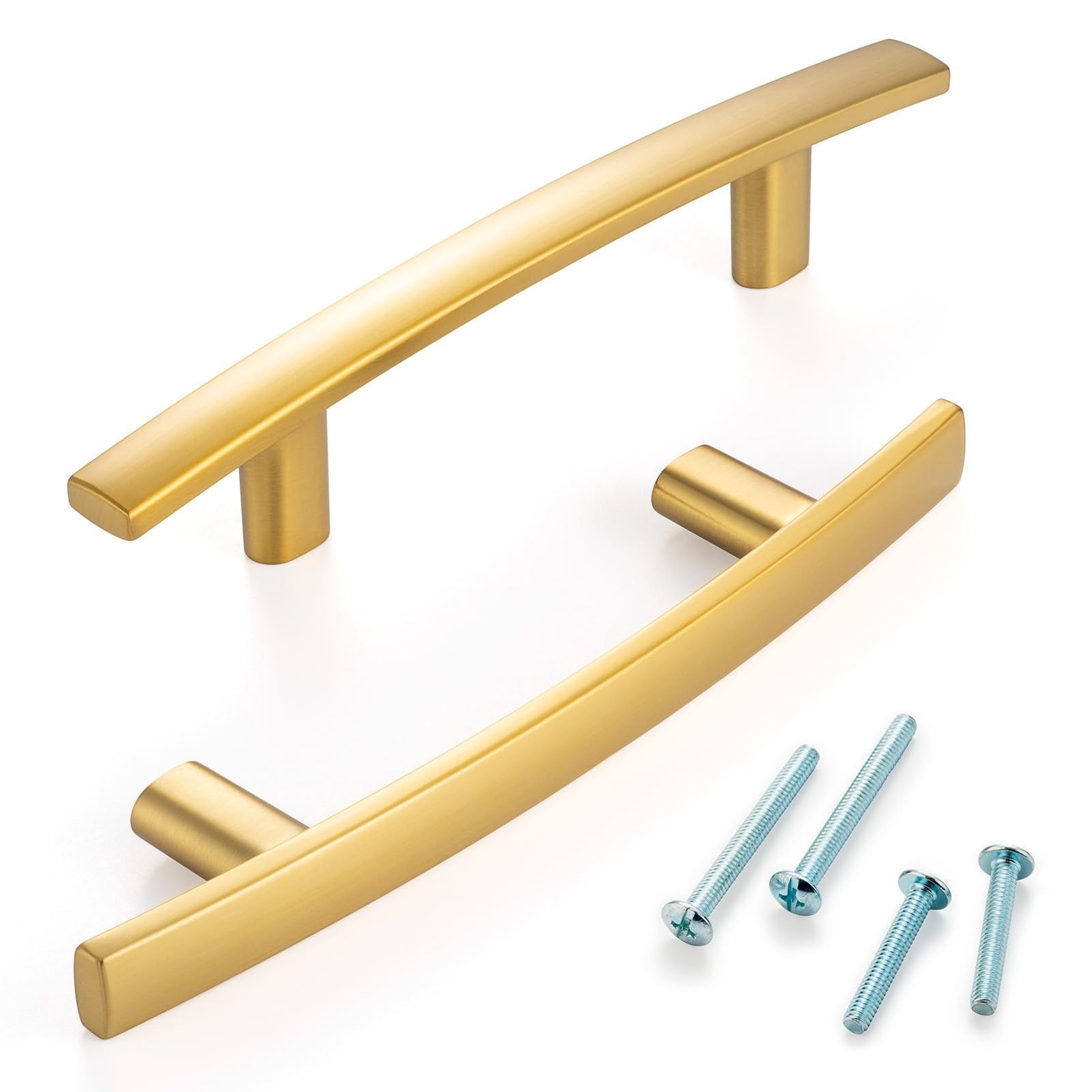 10 Pack 3 Inch Hole Centers, Curved Brushed Gold Cabinet Pulls Gold Cabinet H…