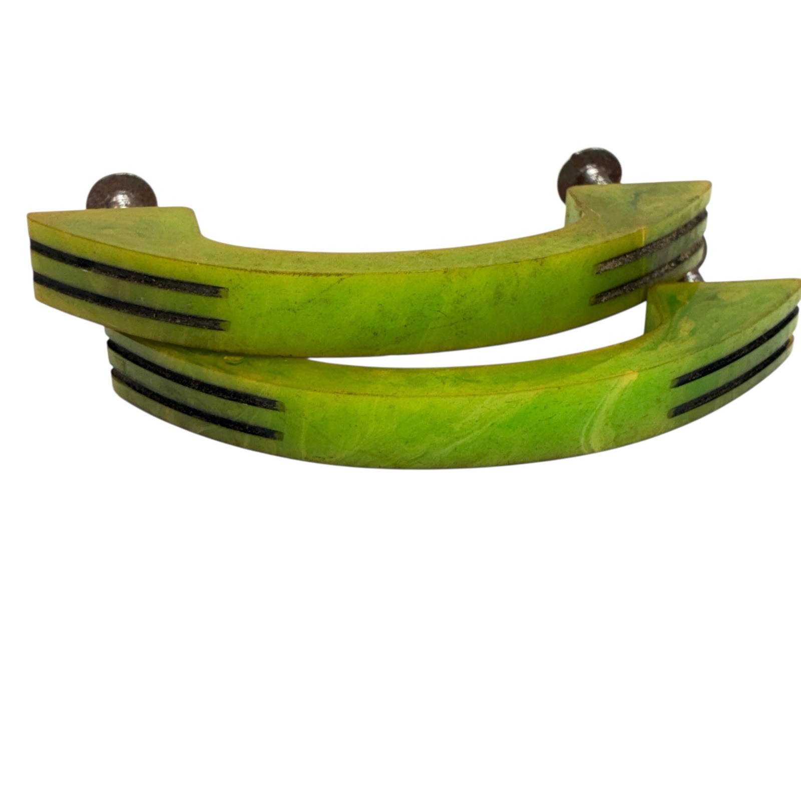 1940s Art Deco Green 4″ Drawer Pulls Cabinet Handles one Pair