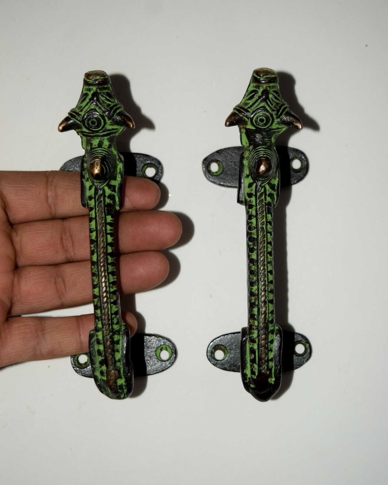Tribal Art Nandi Door Handles Pair Farming Bull Cupboard Grips Gate Puller HK162