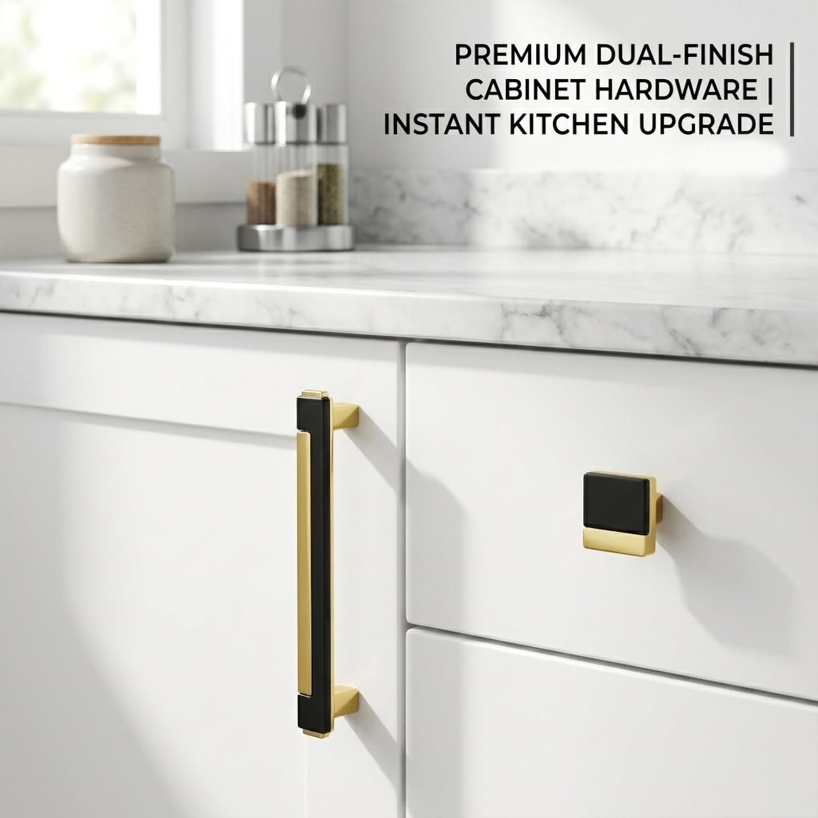 10 Pack Black Gold Cabinet Pulls & Handles, 3.7 Inch Hole Center | Polished a…