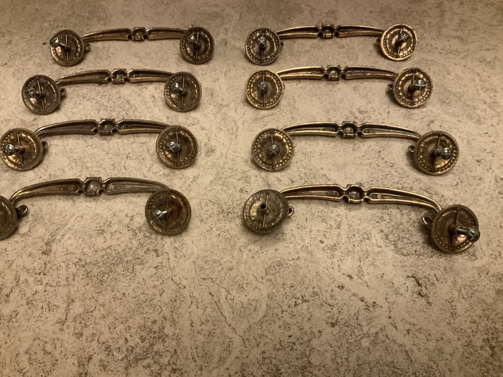 Lot of 8 Keeler Drawer Pulls Antique Brass Victorian Art Deco Drop Bails 5’’ OC