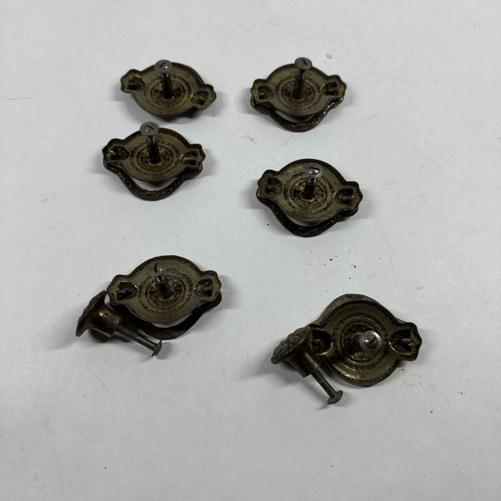 Vintage Metal Drawer Pull Drop Handle Set Of 8