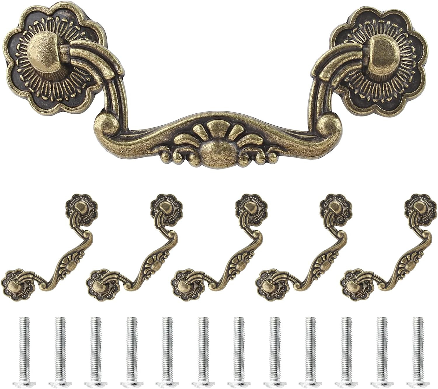 Uenhoy 6 Pcs 3 Inch Bail Handle Drop Pulls Vintage Drop Bail Drawer Pulls