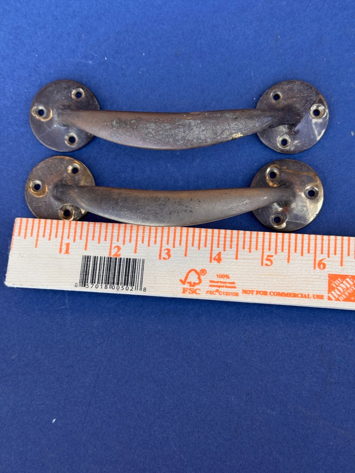 2 Antique Style Solid Brass Lg Gate Cabinet Trunk Chest Door Handles pulls 6″
