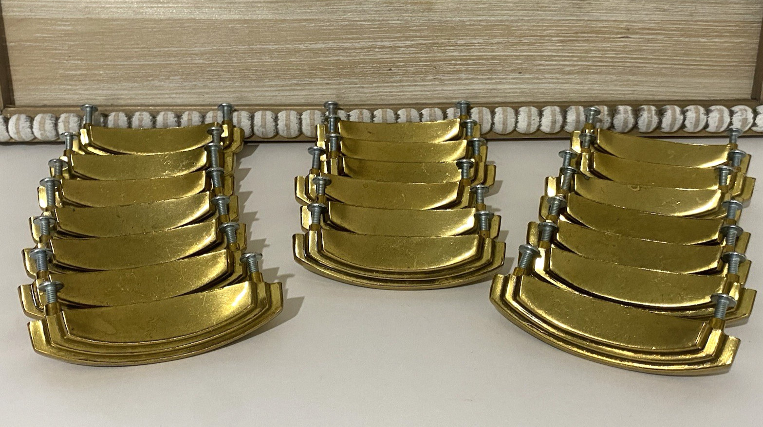 VTG LOT 20 Gold ART DECO Hollywood Regency MCM Waterfall Door Pulls Handles